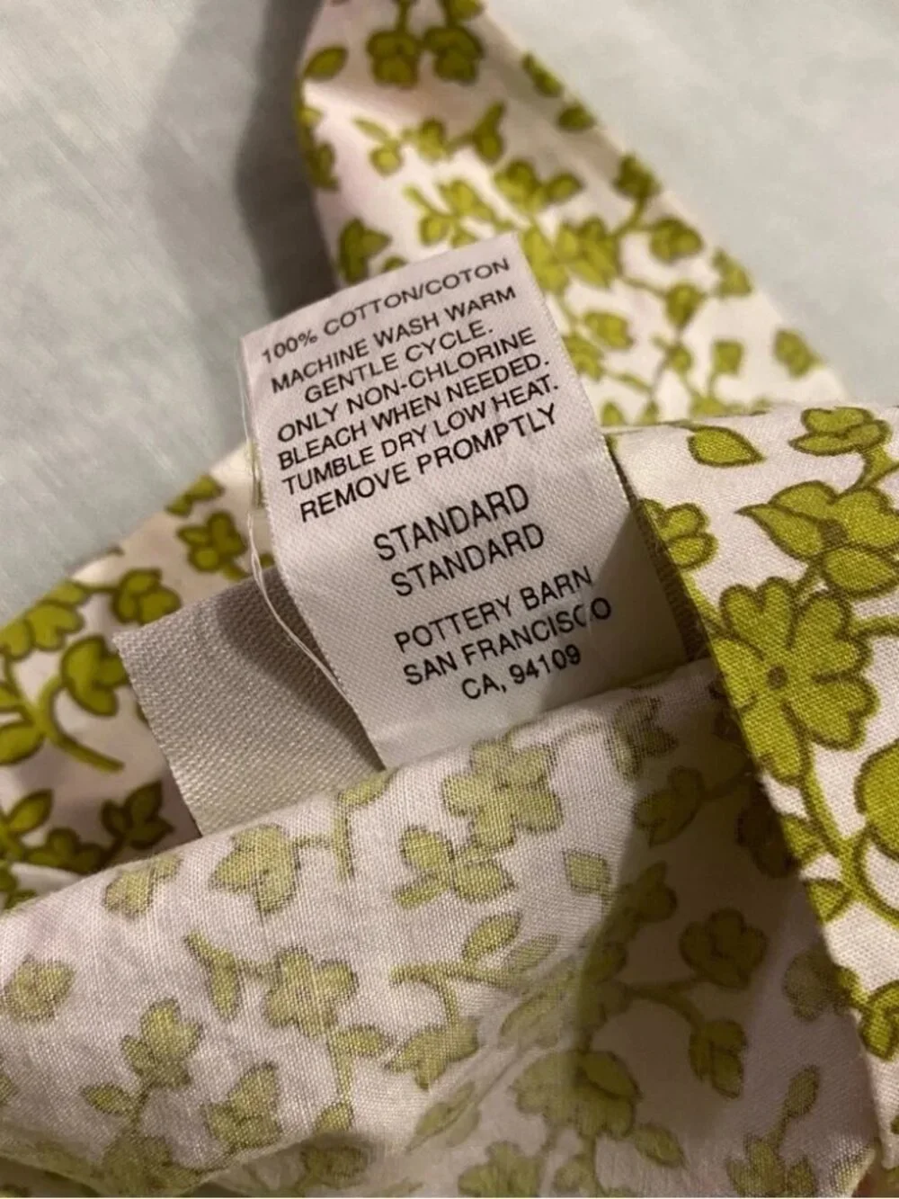 Set of 2 Pottery Barn 100% cotton pink & green floral standard shams